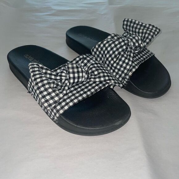 Olivia Miller Checkered Slides 8 - Picture 1 of 5
